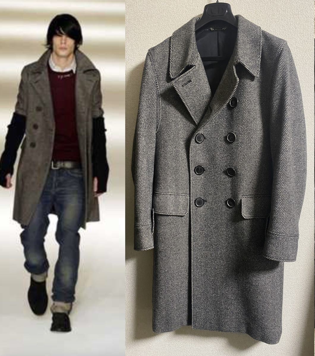 04aw dior homme ダブルロングコート Pコート ディオールオム 44