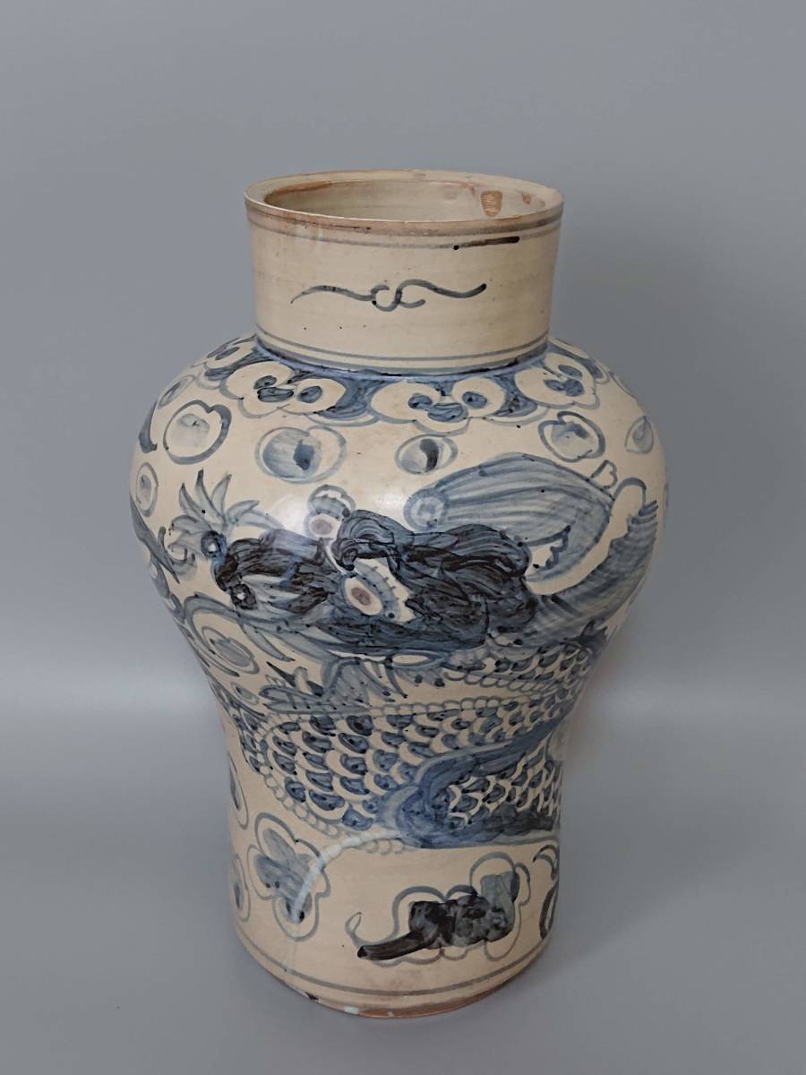 韓国美術李朝時代李朝白磁陽刻竹梅文鶴首瓶花器花瓶朝鮮古陶磁