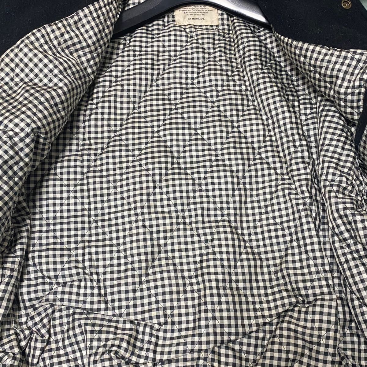 MEN'S BA-TSUメンズバツ スタジャン ウール レザー ブラック黒 刺繍