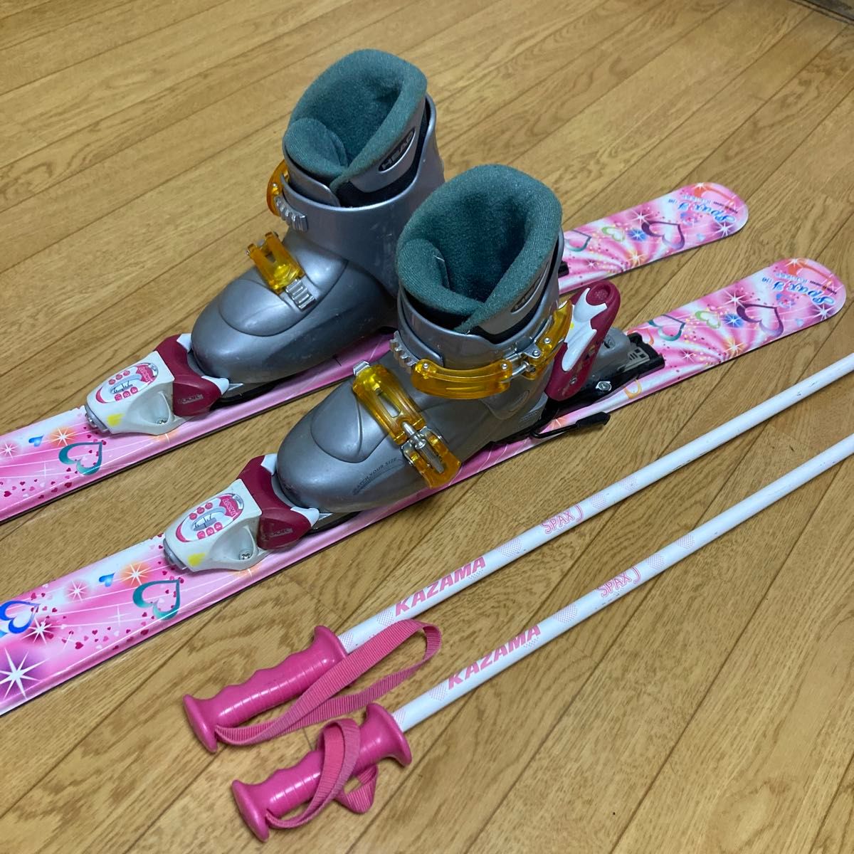 子供/女の子/スキー板ブーツストックのセット ピンク｜Yahoo!フリマ