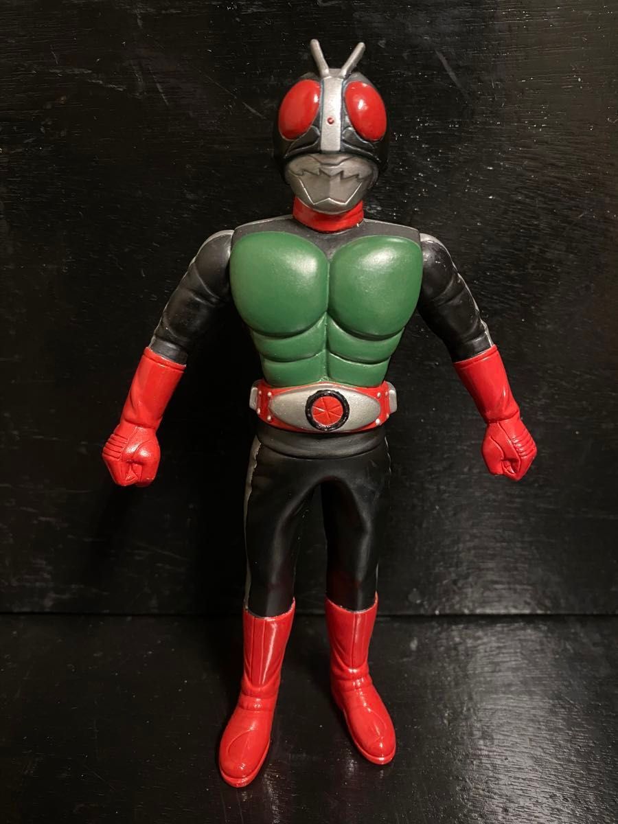 仮面ライダー2号 ソフビ 当時物 黒ヘルメット バンダイ レア 美品