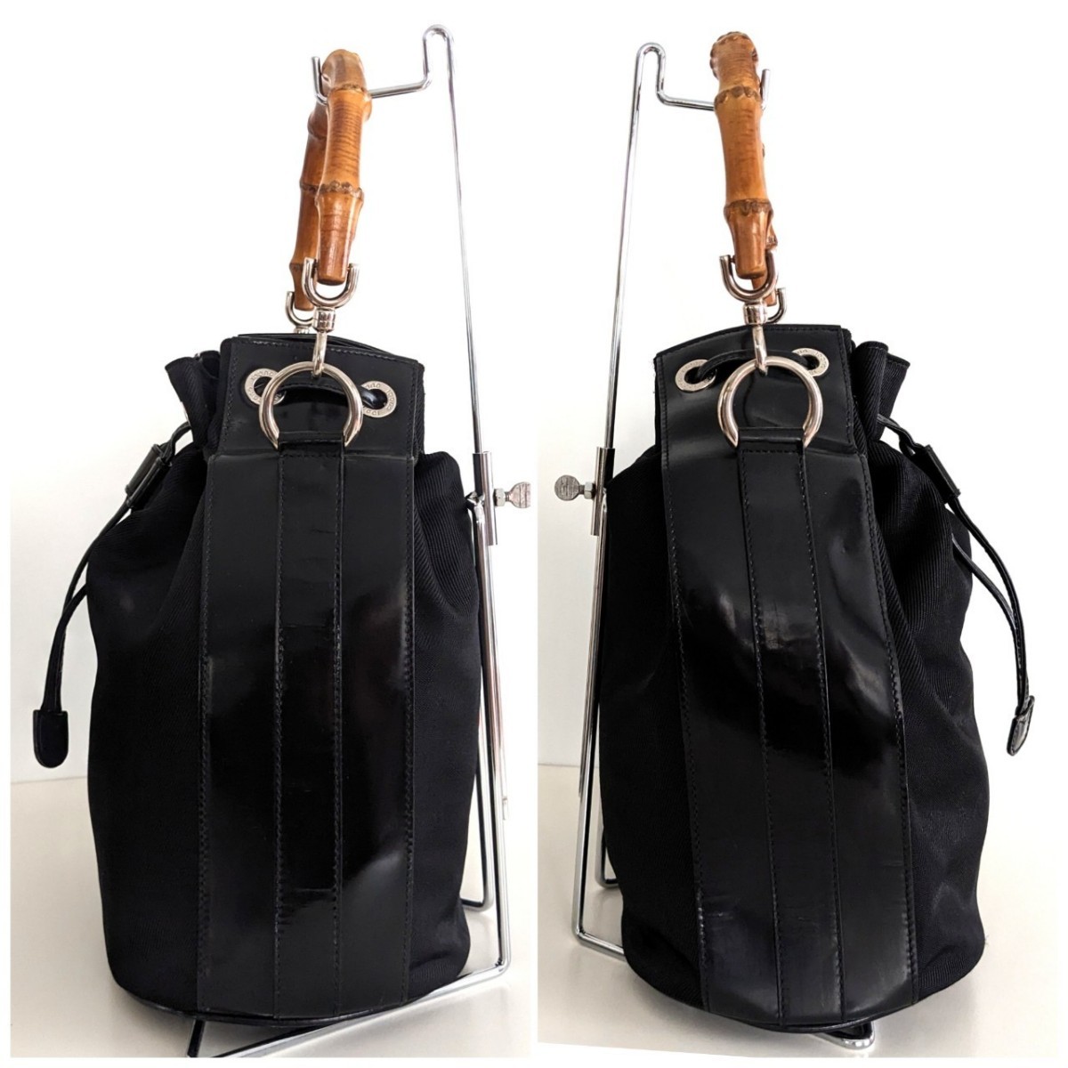 良品 GUCCI オールドグッチ バンブー ヴィンテージ 2way 巾着 バケツ