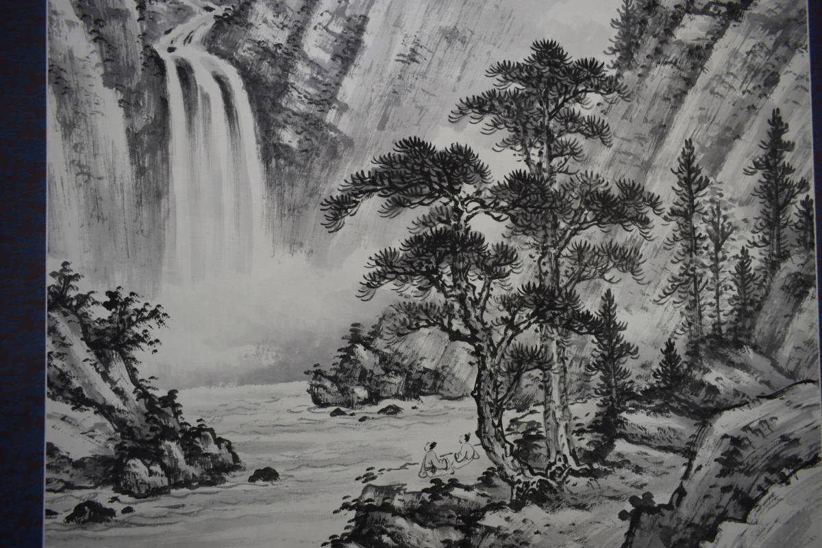 不詳/作者不詳/春景山水人物図/布袋屋掛軸HF-757