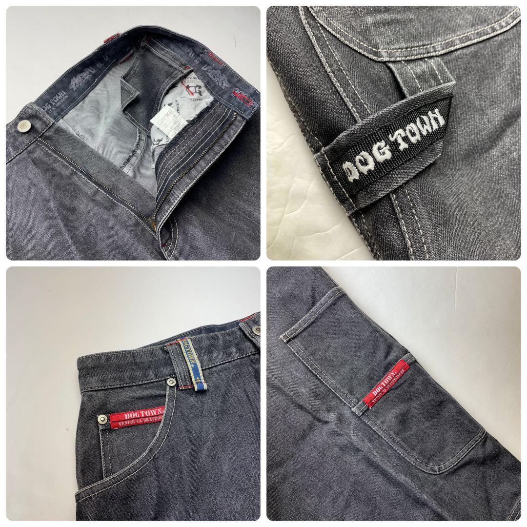 DOG TOWN ドッグタウン ブラックデニム 黒 極太 刺繍 b系 ストリート
