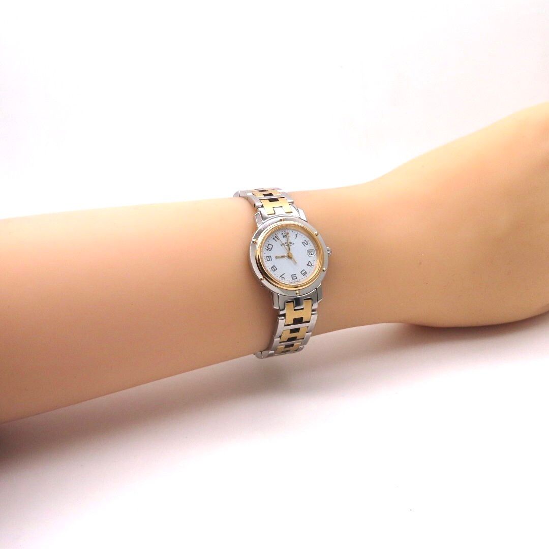 HERMES】エルメス 時計 'クリッパー' CL4 220 コンビモデル ホワイト