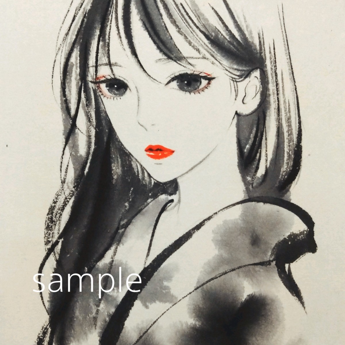 Yahoo!オークション - 肉筆原画 水墨画 墨絵 手描きイラスト 絵画 ドロ