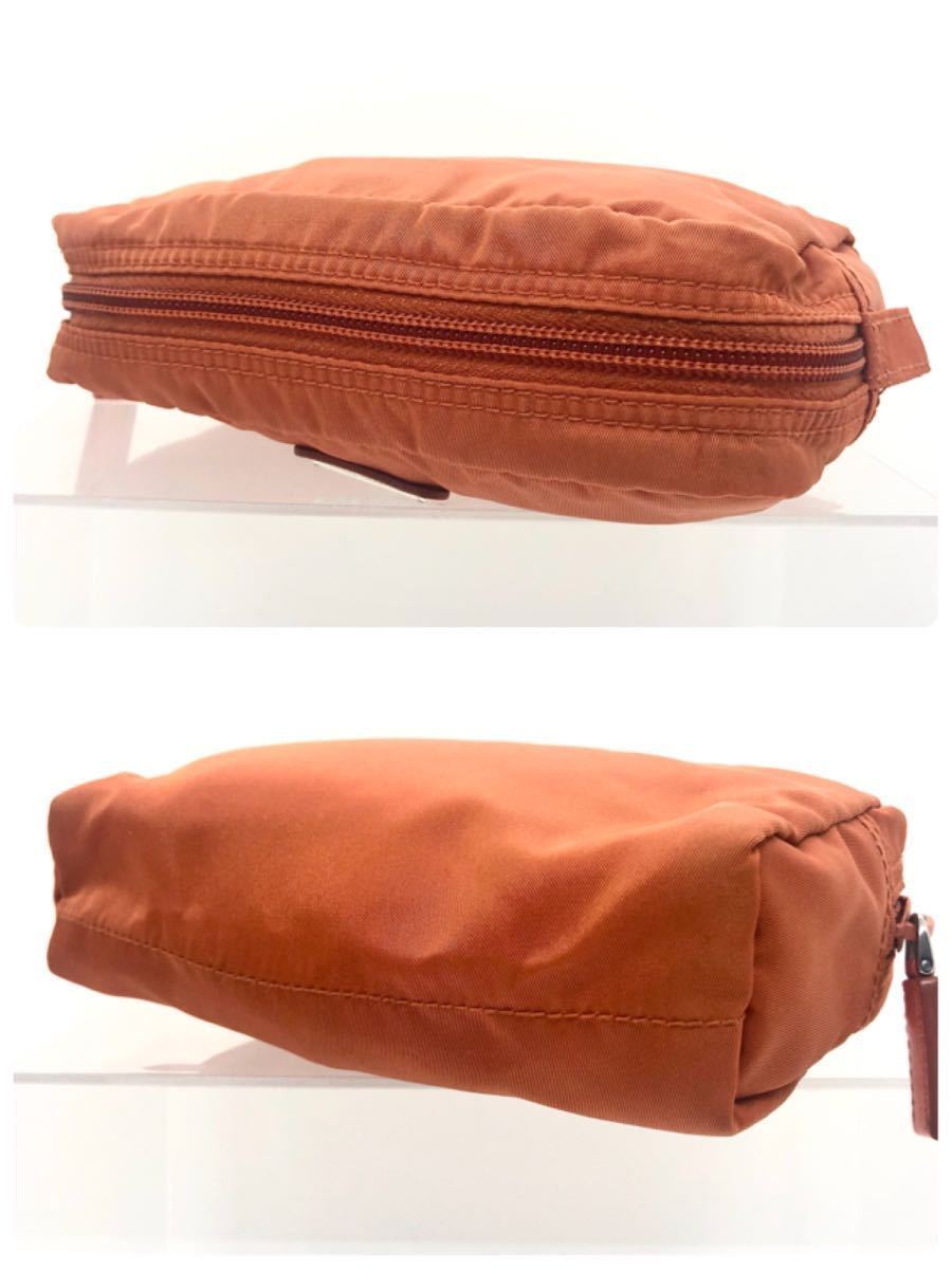 美品 PRADA プラダ テスートナイロン コスメポーチ 三角プレート