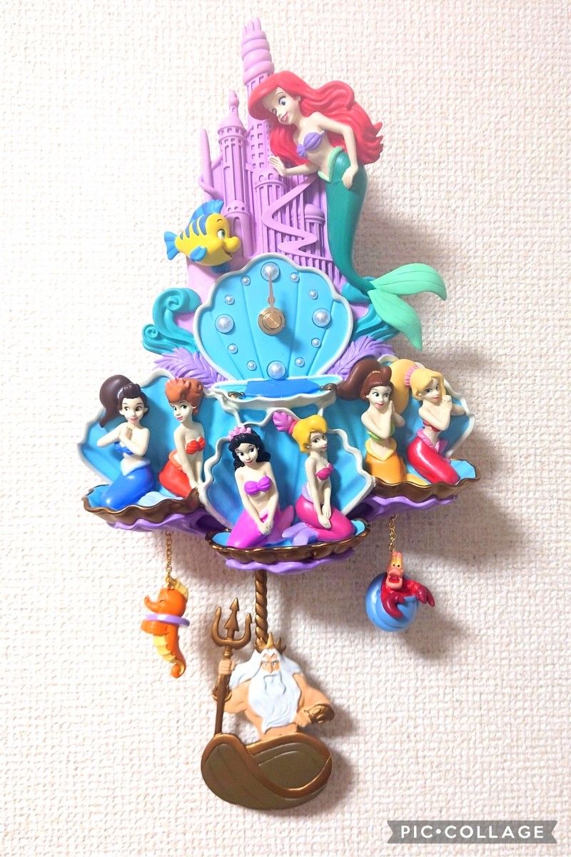 リトルマーメイド アリエル 壁掛け時計 フィギュア プリンセス