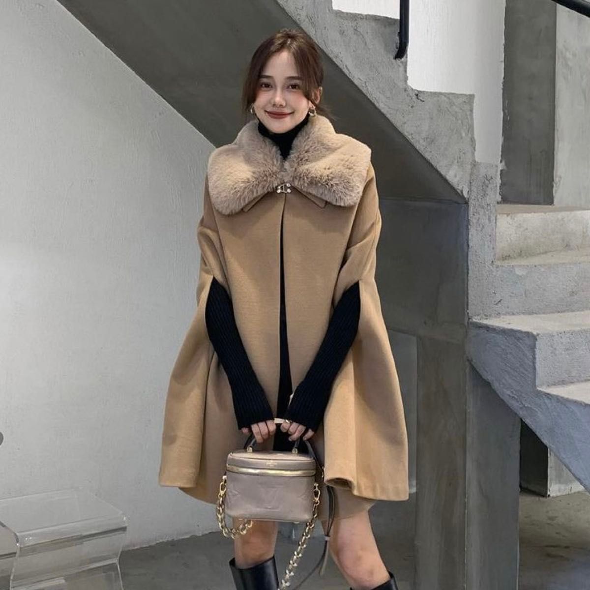 birthdaybash バースデーバッシュ ポンチョ ケープ ファー コート