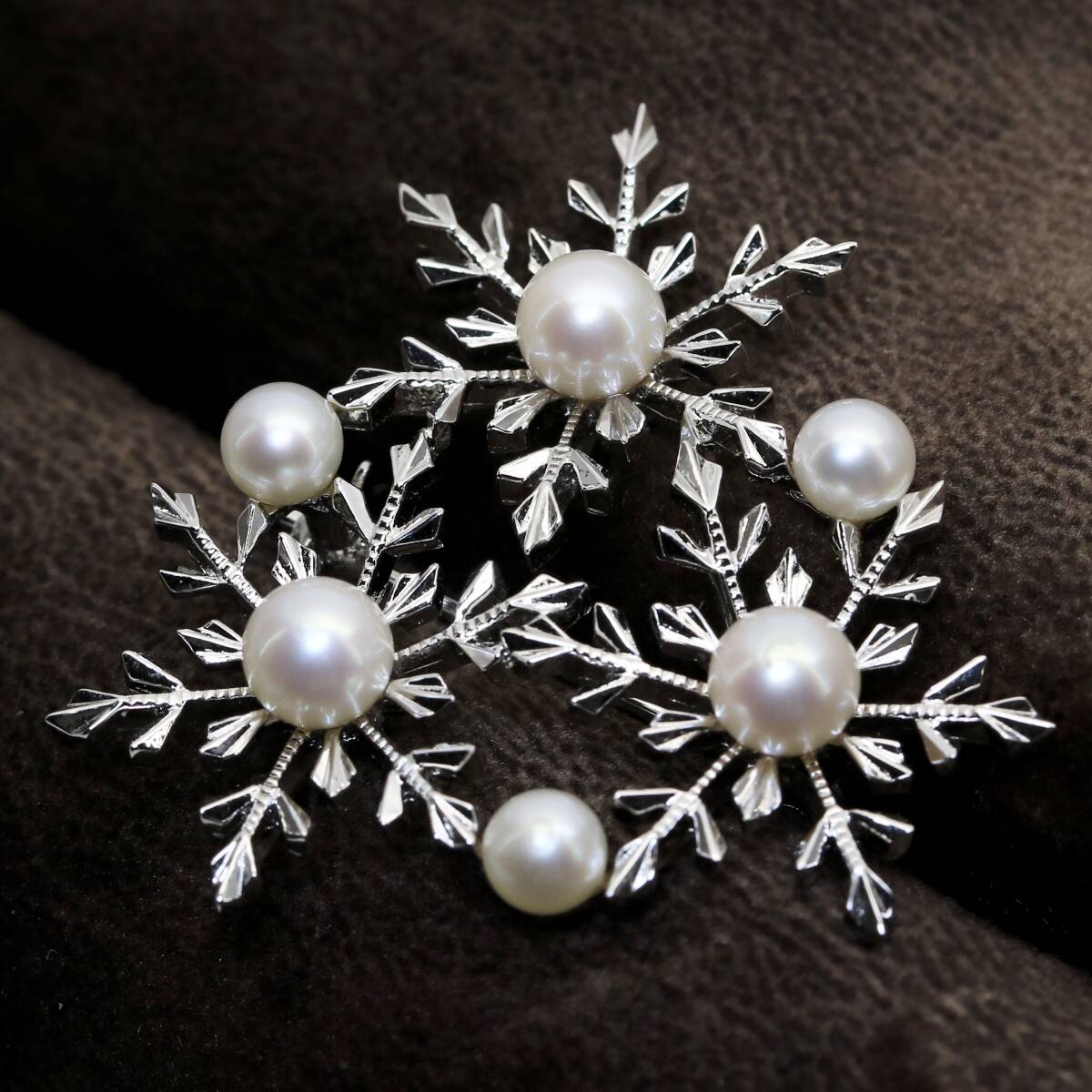 MIKIMOTO(ミキモト) ブローチ シルバー パール 真珠 雪 結晶