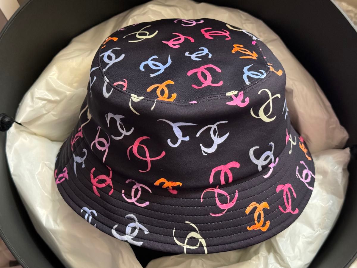CHANEL ビーズ刺繍 ブラックバケットハット CHANEL バケットハット