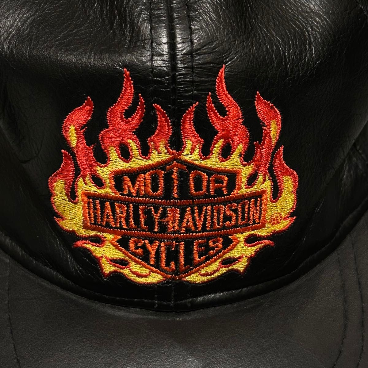 希少 90s Harley-Davidson ハーレーダビッドソン レザー キャップ 帽子