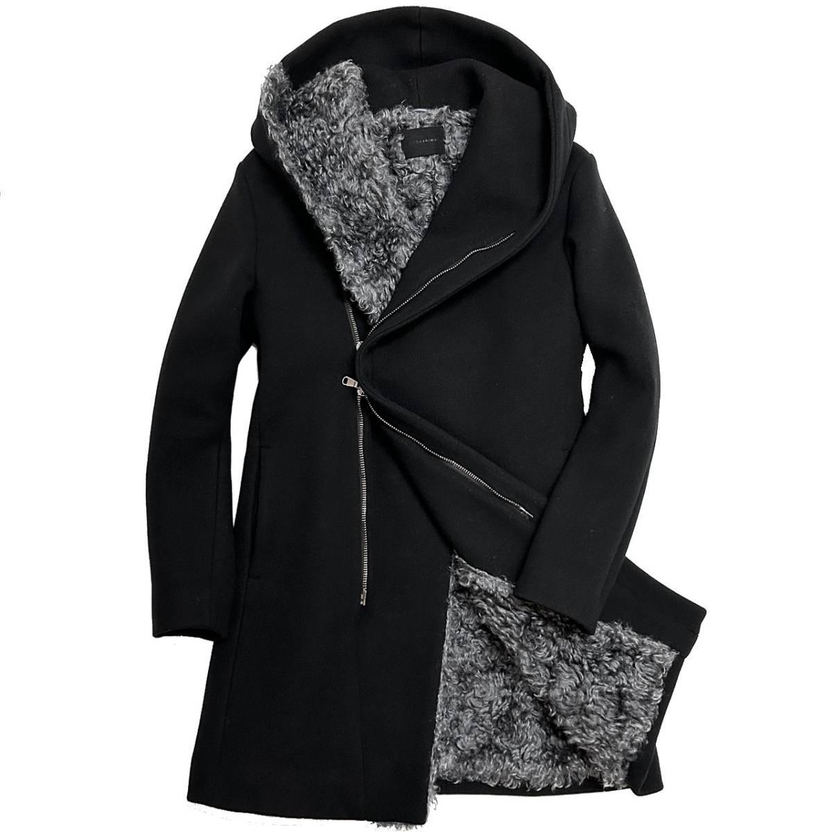 LEON掲載 定価16 2万 junhashimoto×STEIFF WRAP HOODED COAT 4 黒