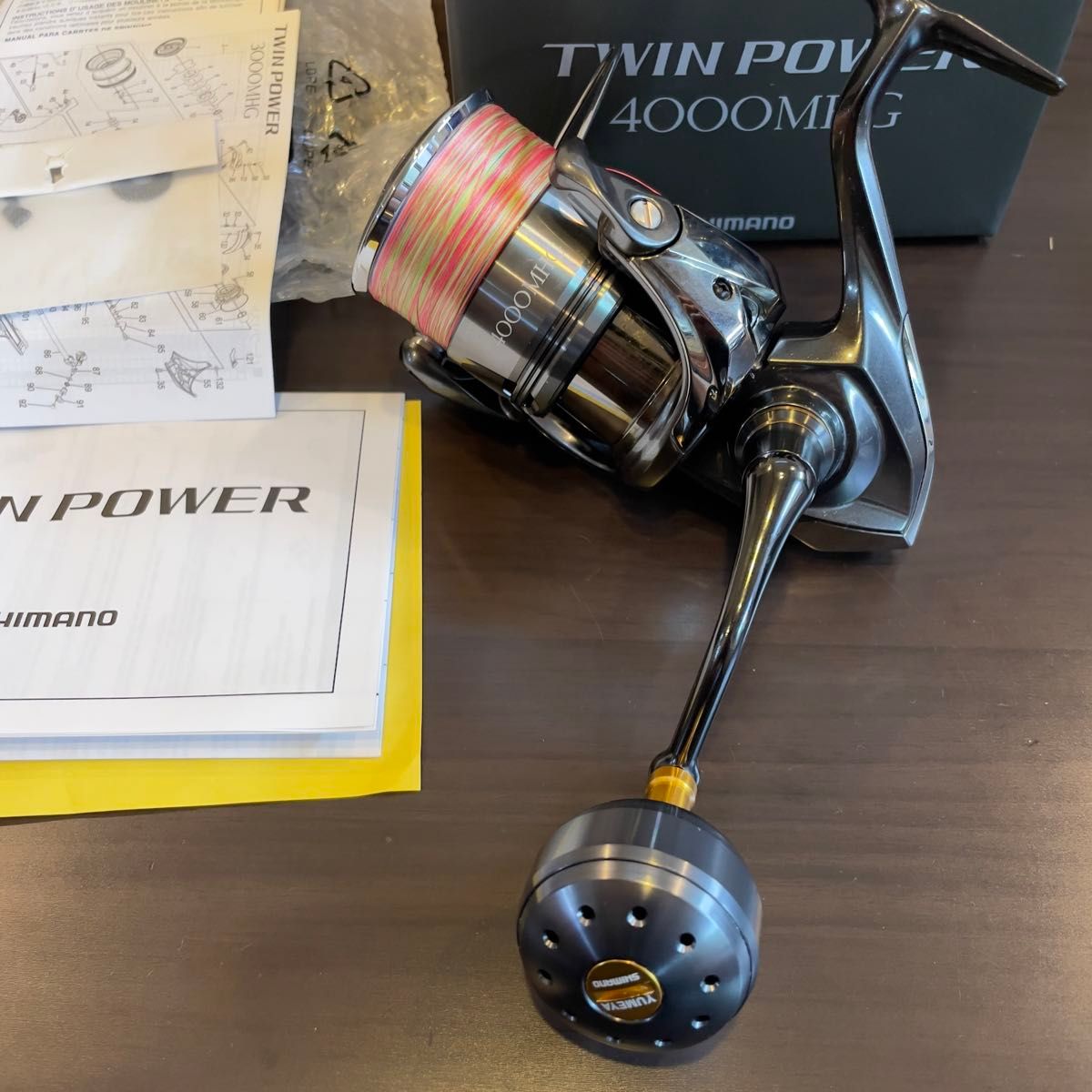 24ツインパワー4000mhg pe1 5号190メータ 夢屋パワーハンドルノブ付き