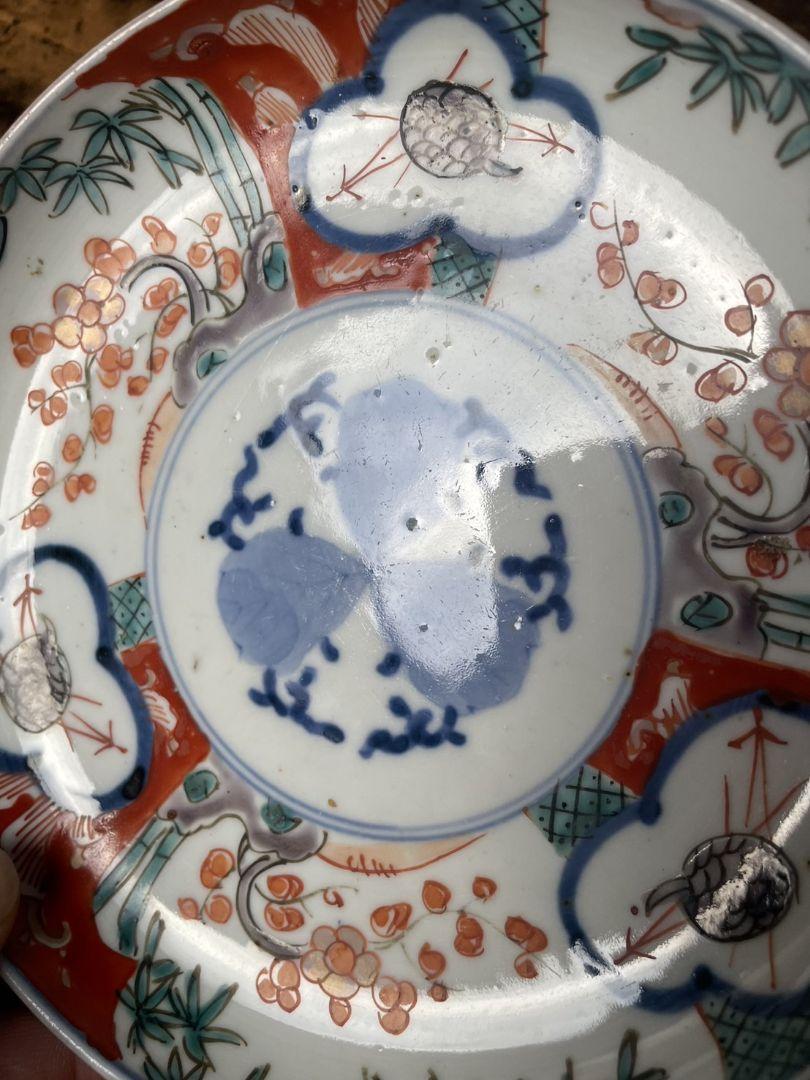 古伊万里 優しい色遣いの赤絵五寸皿5客 中皿/小皿/銘々皿/アンティーク