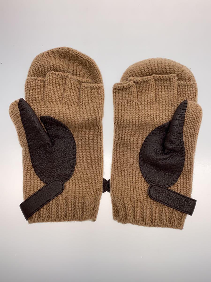HERMES エルメス カシミア 手袋 グローブ キャメル Hロゴ レディース