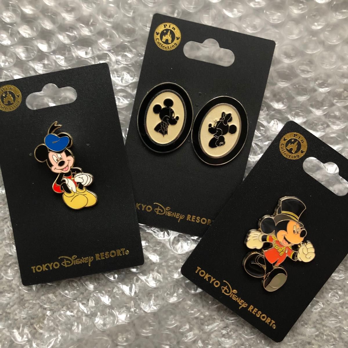 ディズニー ピンバッジ 3点 セット ミッキー ミニー シルエット