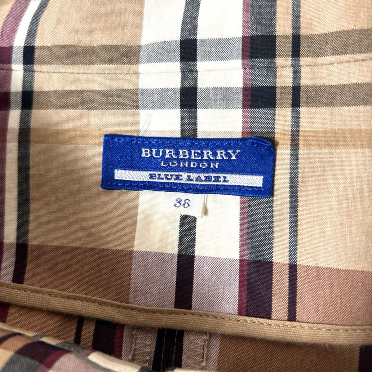 美品】バーバリーブルーレーベル 半袖ワンピース ノバチェック 38 M