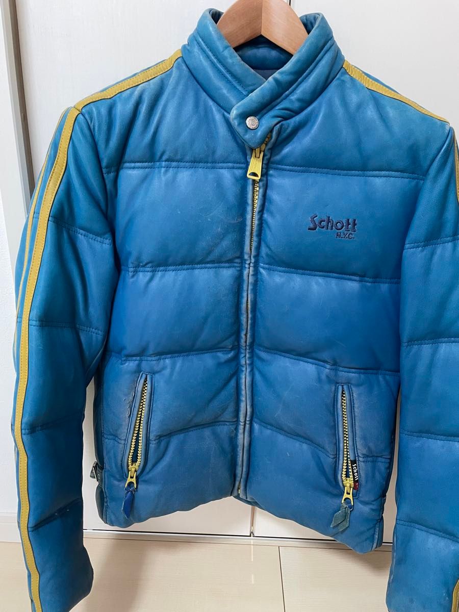 Schott ダウンジャケット M ブルー｜Yahoo!フリマ（旧PayPayフリマ）