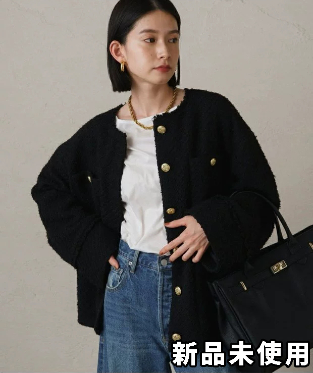 Loungedress ラウンジドレス ツイードジャケット コート ブラック しゃ