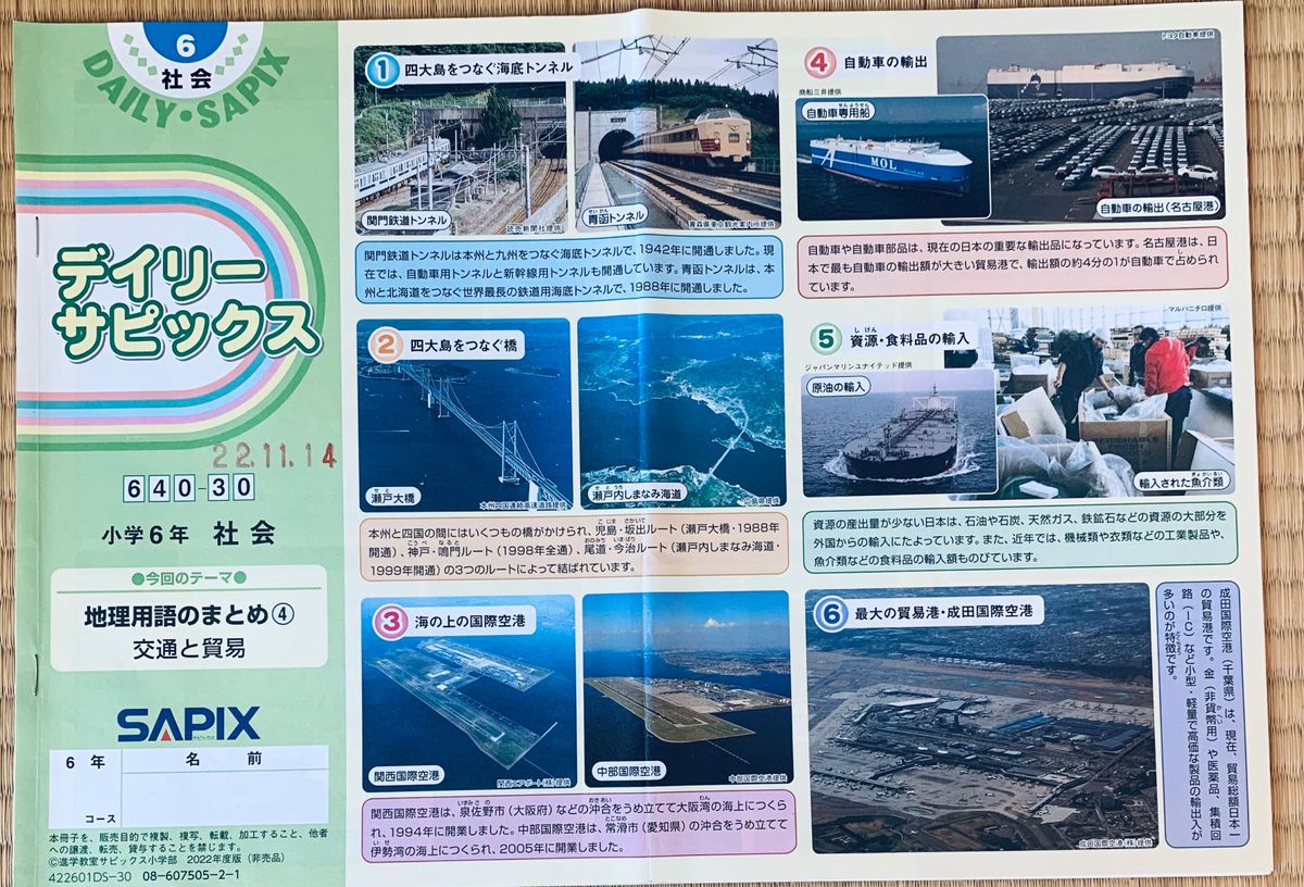 サピックス SAPIX 小学6年 社会 デイリーサピックス640-26〜38計13