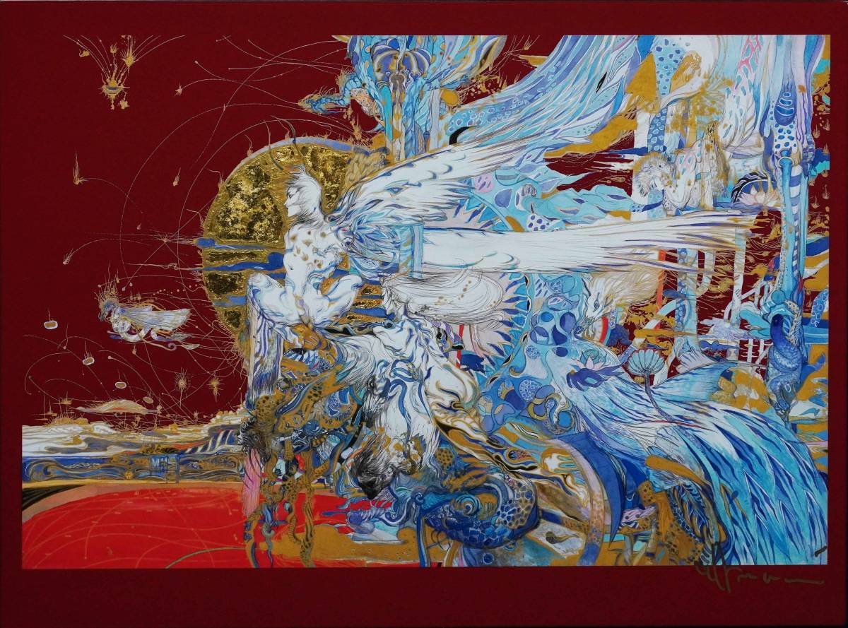 u*1様 天野喜孝 FFX 絵画 WATER WARRIOR 漆 セミオーダー u*1様 天野