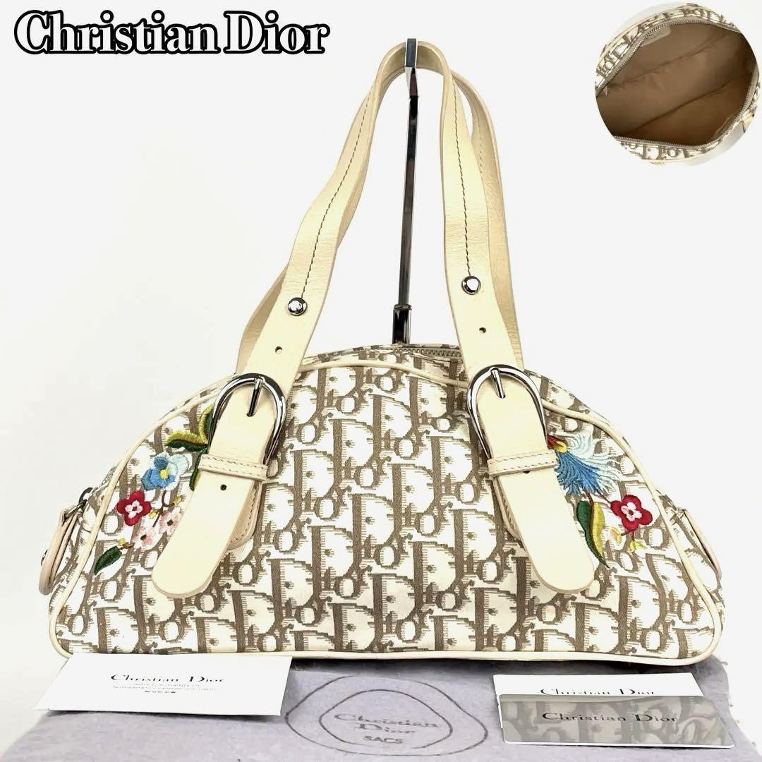 美品 Christian Dior ディオール ハンドバッグ トロッター 総柄 花