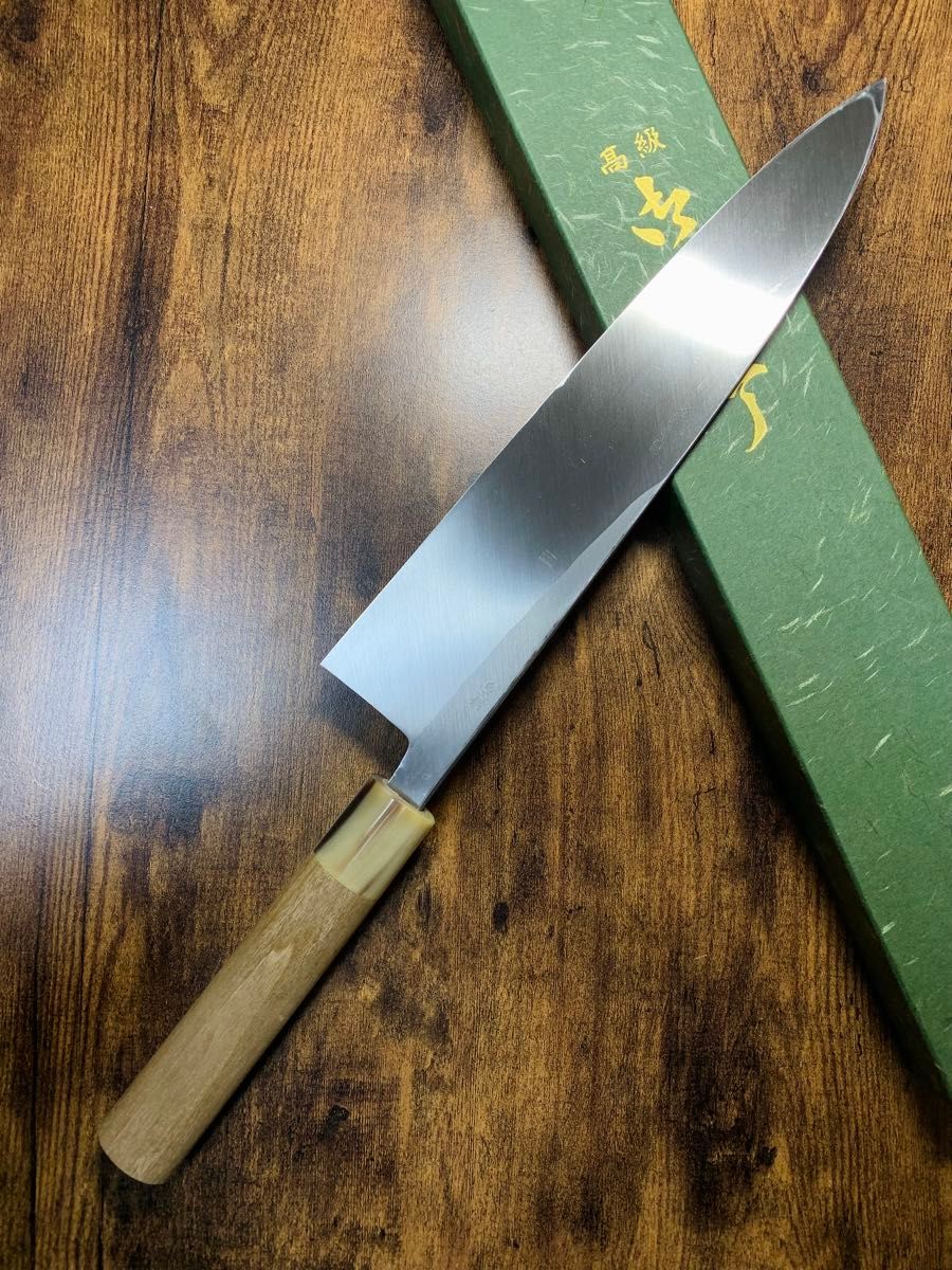 堺打刃物 身卸 出刃 白ニ鋼 包丁 9寸 白水牛角柄｜Yahoo!フリマ（旧
