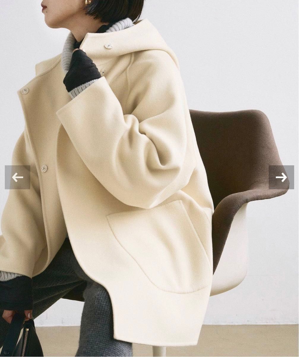 新品 IENA SUPER120 ダブルフェイスフードコート サイズ38 イエロー