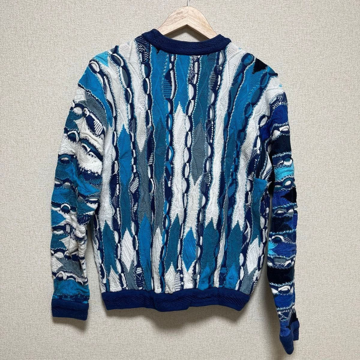COOGI クージー 3D 芸術 コットン ニット セーター 青 ブルー 古着