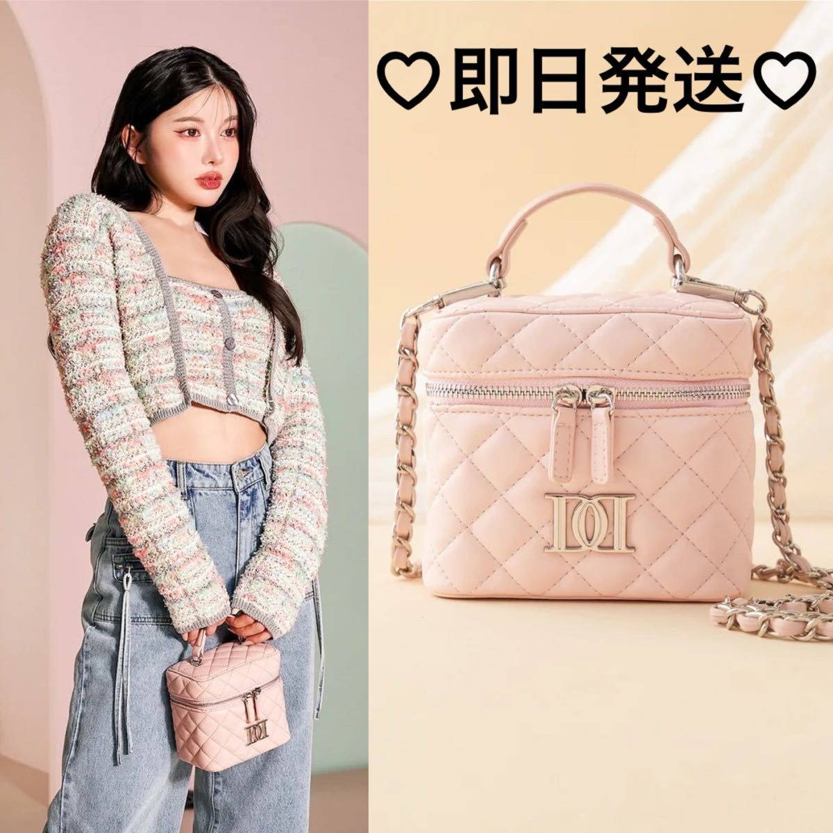 Darich ダーリッチ 新品 新作 キルティングスクエアミニバッグ ピンク