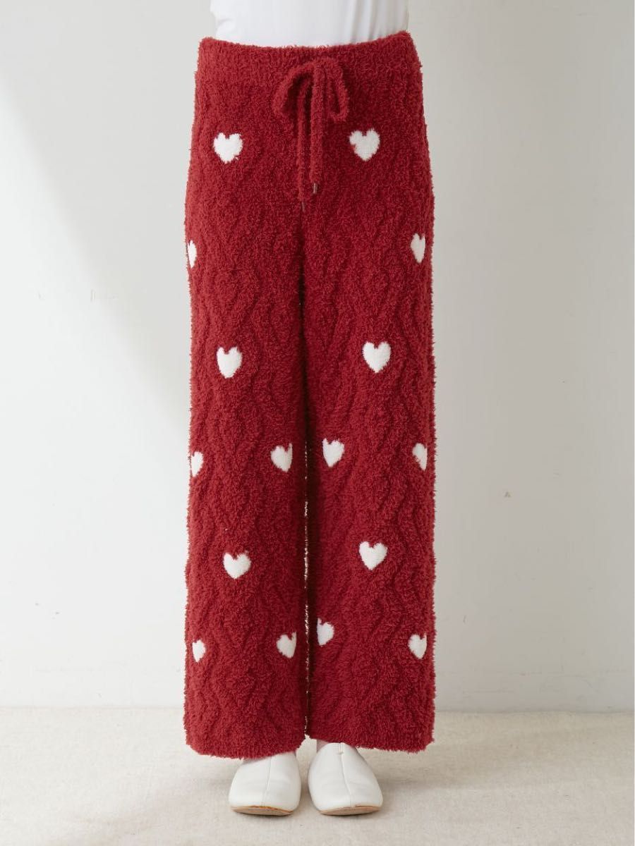 新品未開封 ジェラートピケ 【HOLIDAY】ハートアランロングパンツ RED