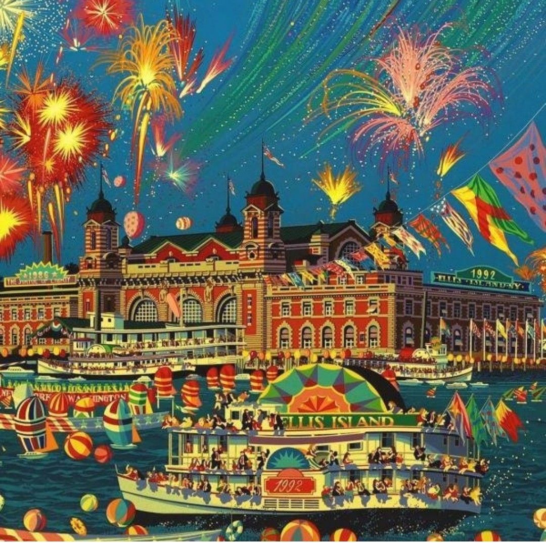 ヒロ・ヤマガタ「エリスアイランド」【真作】シルクスクリーン 25号大