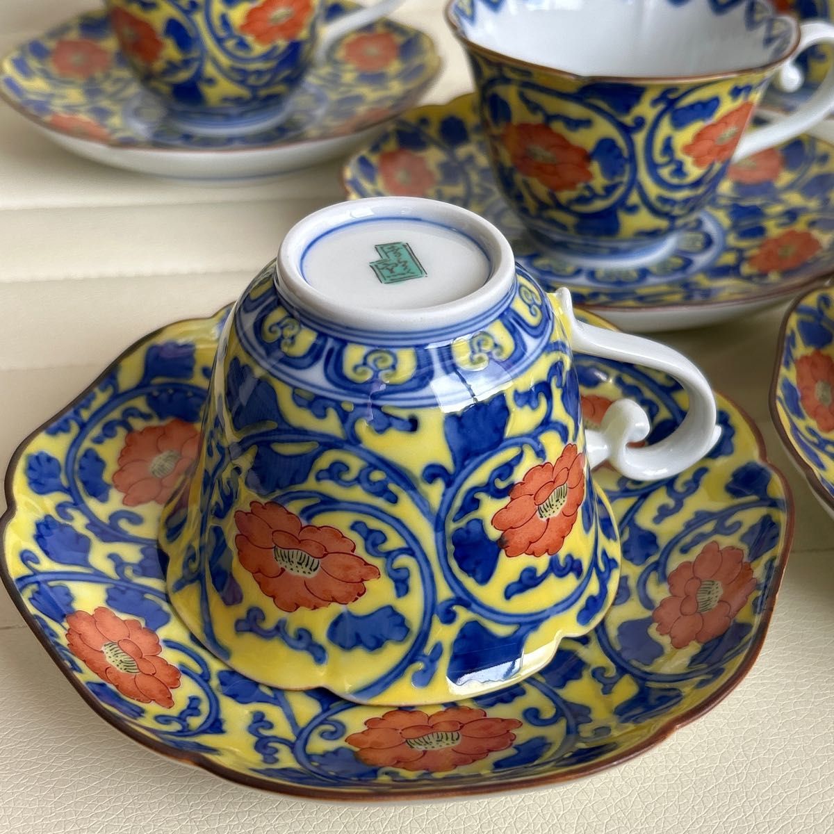 有田焼 福泉窯 カップ&ソーサー2客 染付 唐草 碗皿 有田焼 福泉窯