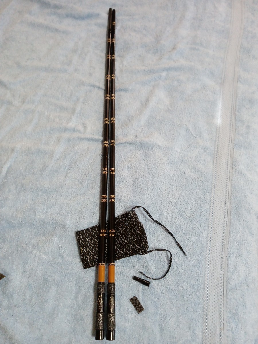 カーボン総塗り竿掛け二本物笛巻カスタム竿掛 へら竿 へら鮒 ヘラブナ