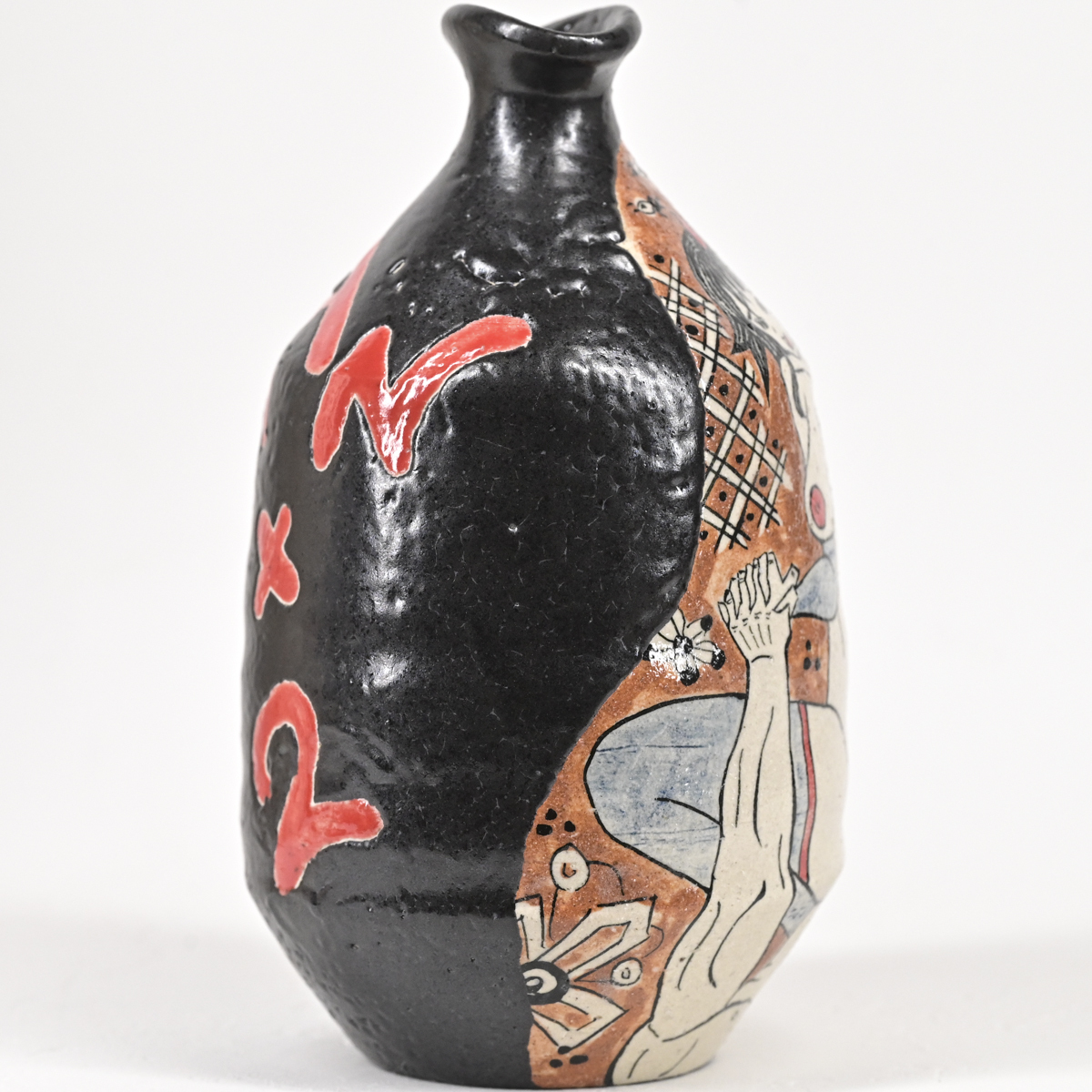 Yahoo!オークション - 四季慾斎蟻助 (深見文紀) 黒春画織部徳利 真作保