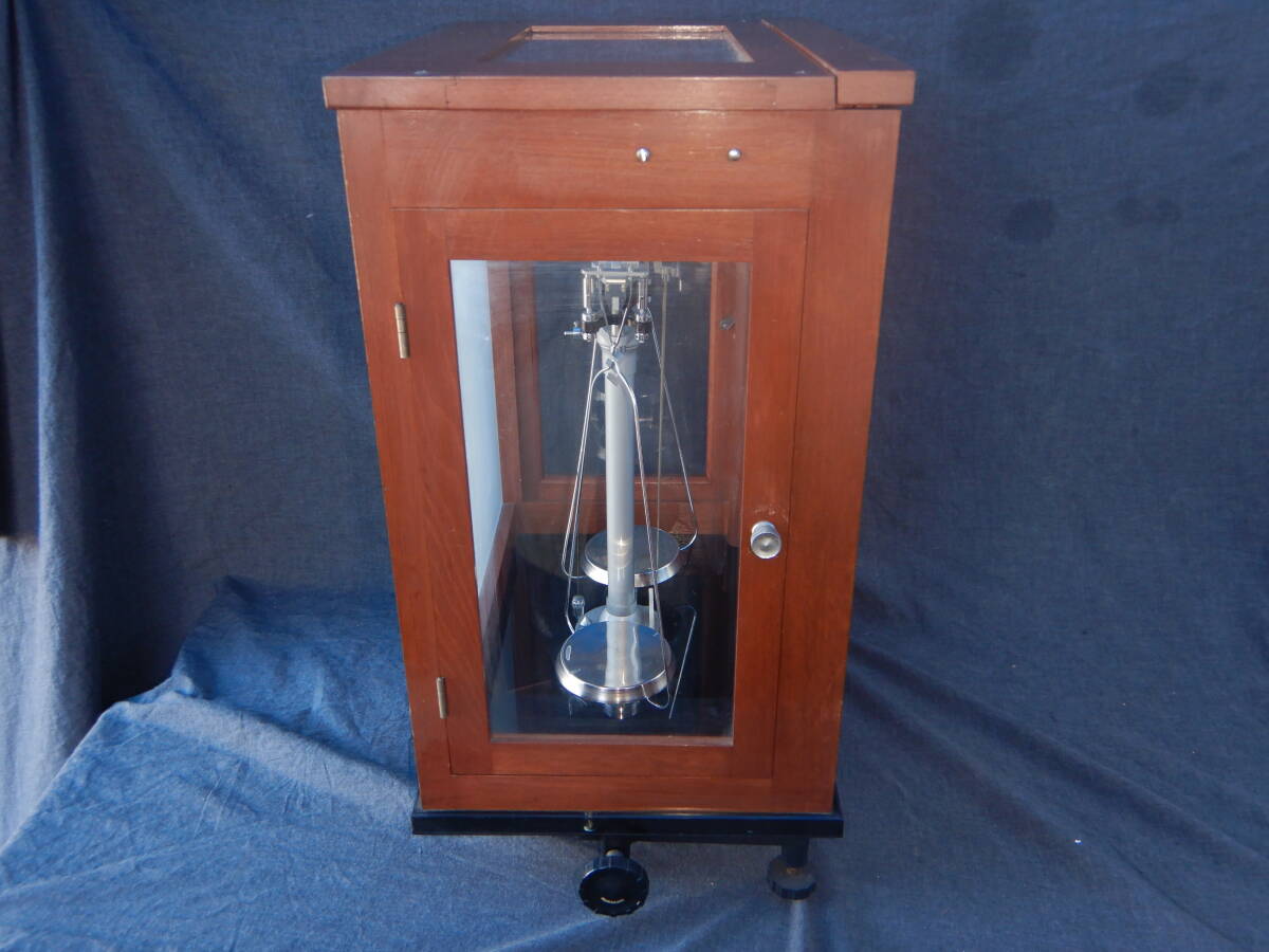 SK 昭和レトロ 化学天秤 上皿天秤 ガラスケース 分銅付き 村上衡器