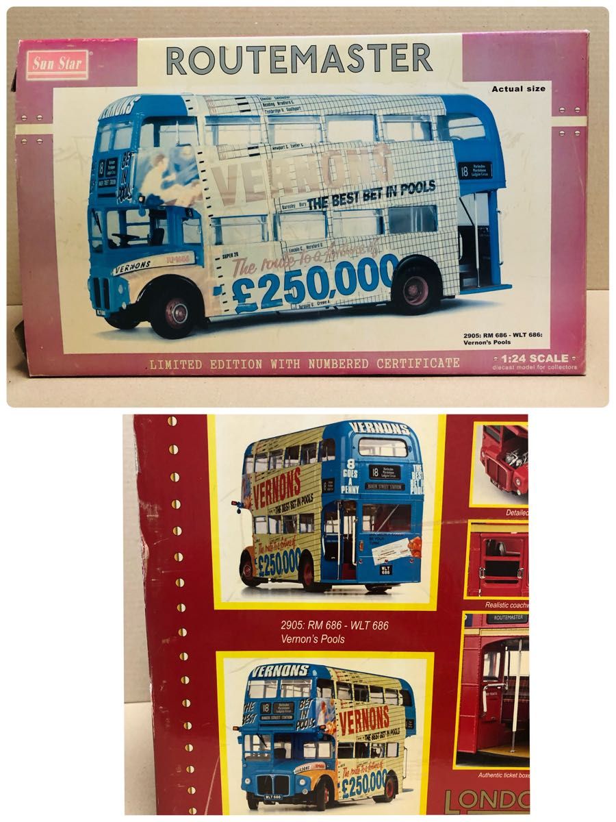 展示品美品 絶版1/24 サンスター製ロンドンバスオープンデッキ 展示品