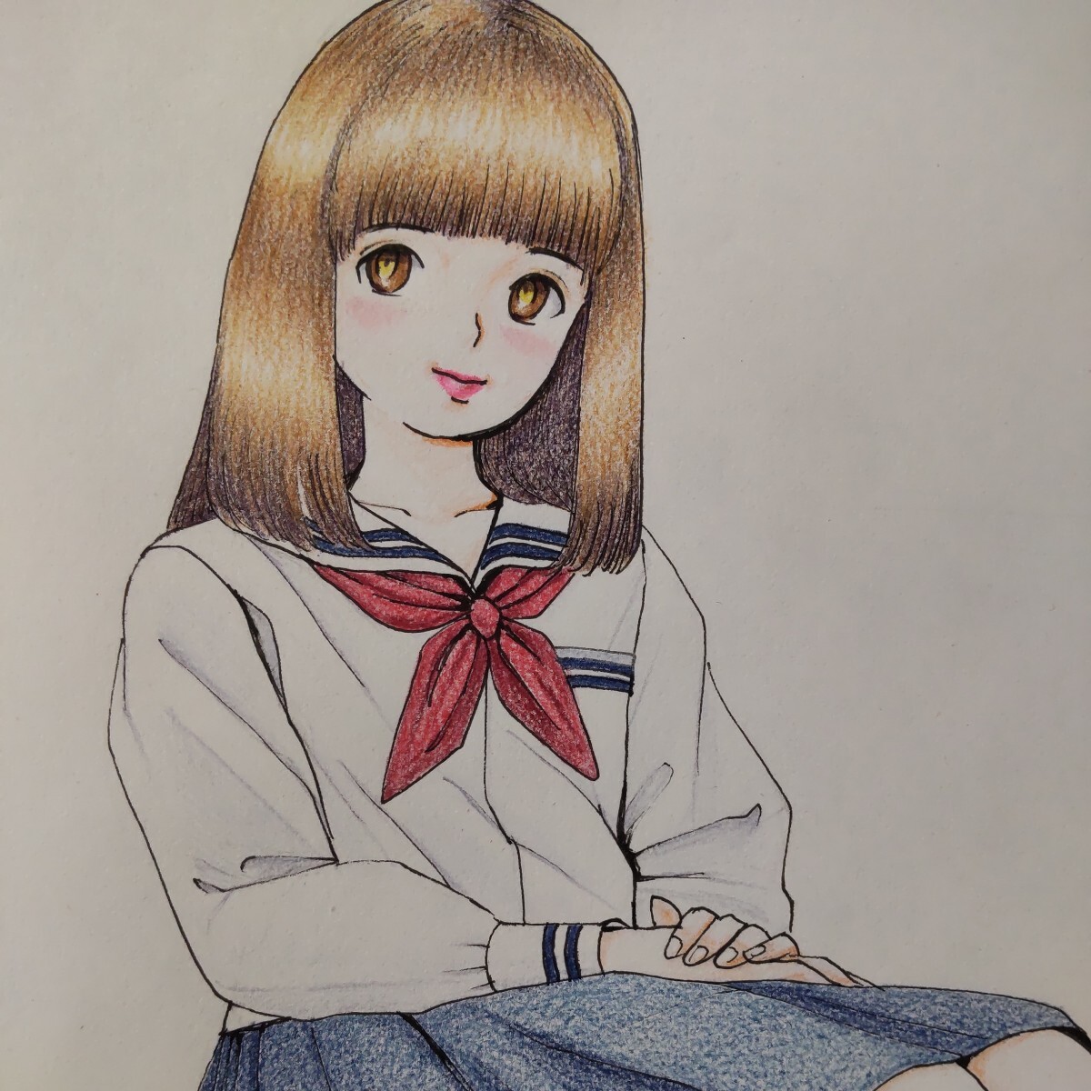 Yahoo!オークション - 手描きイラストオリジナル 色鉛筆画 B5サイズ 原