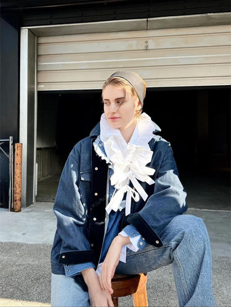 Drawer ドゥロワー 今季24SS フリルリボンブラウス38 美品 ホワイト