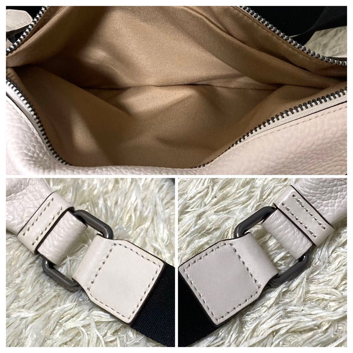 極美品】COACH コーチ ボディバッグ レザー ホワイト 白 ホースロゴ