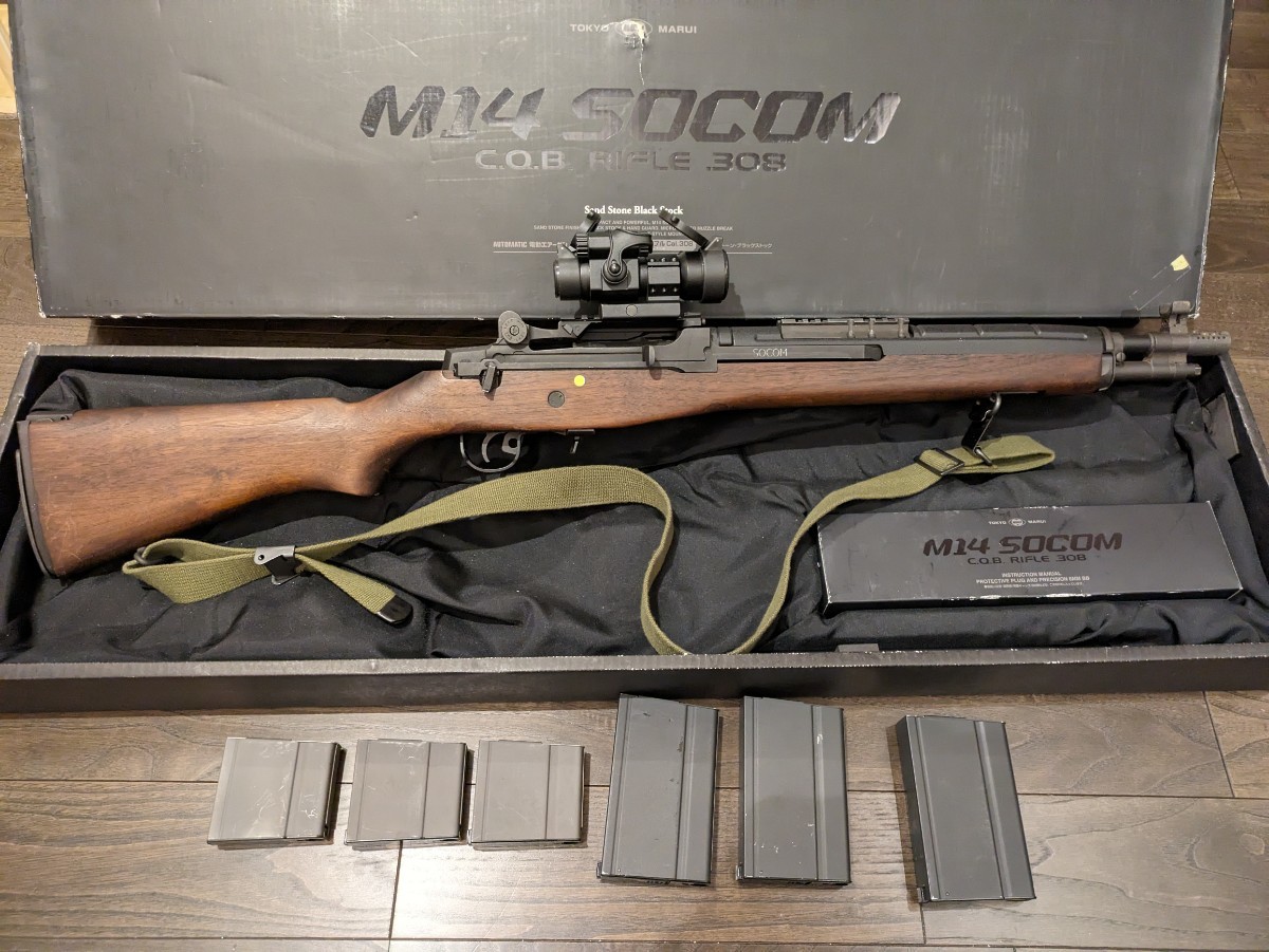マルイM14電動ガンカスタム ウッドストック スコープ着き ケース
