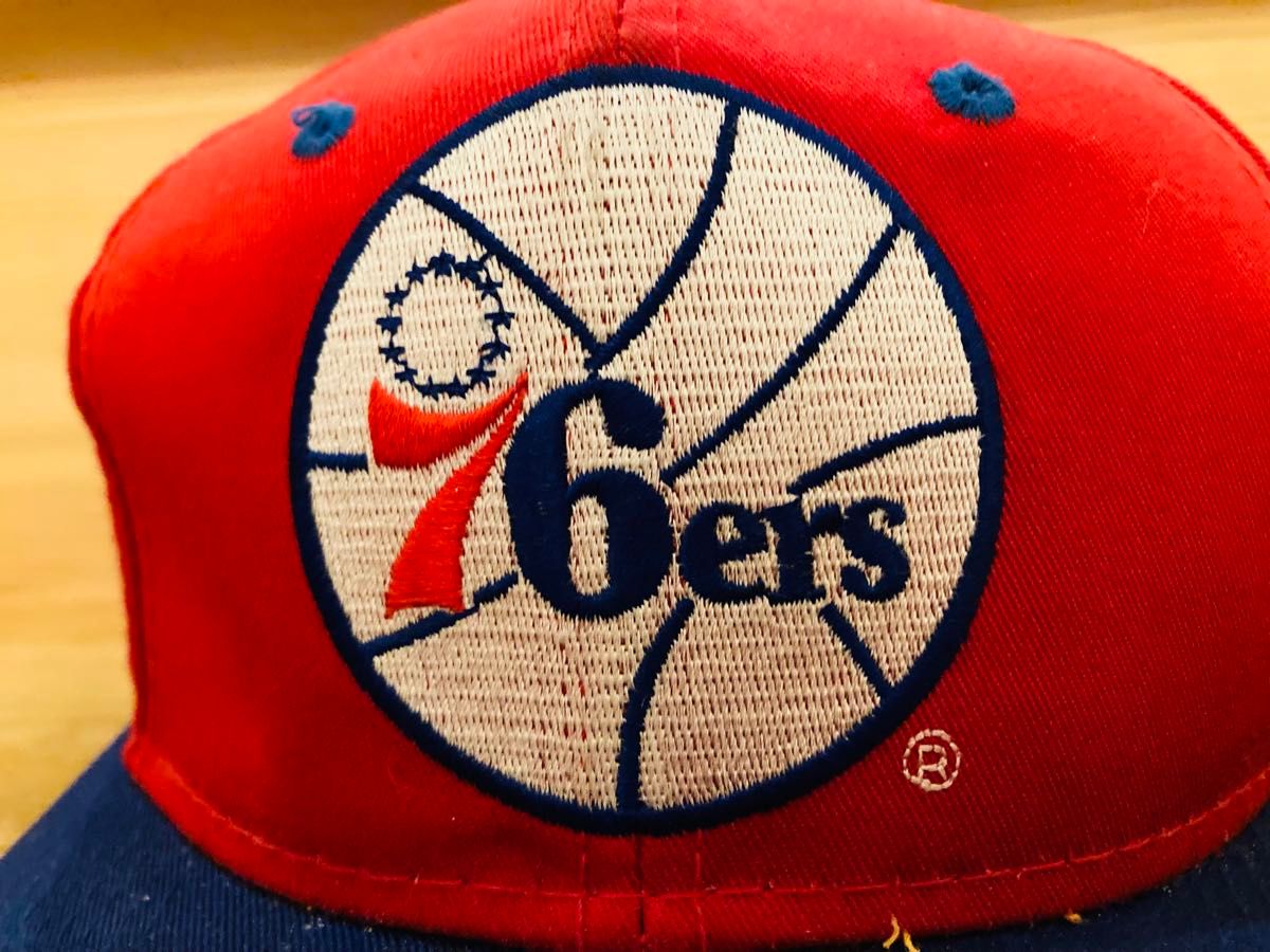 キャップ 帽子 NBA 90s スナップバック 76ers バスケ 赤 青 希少