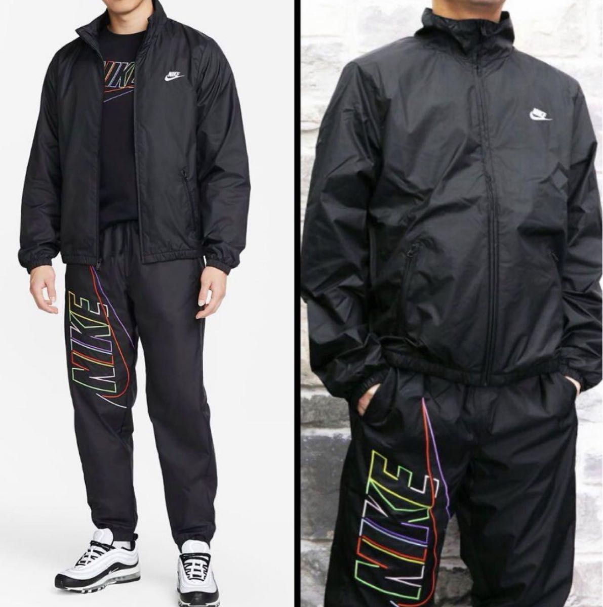 新品 ナイキ ビッグスウッシュ ウーブンジャケット レインボー刺繍ロゴ