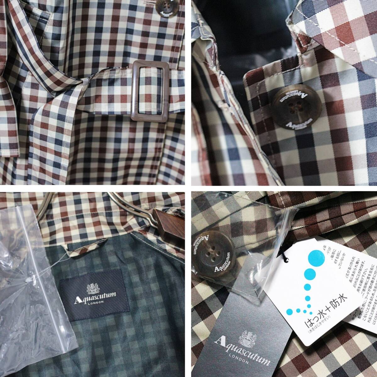 新品 アクアスキュータム 定価29700円 収納袋付 ガンクラブチェック柄