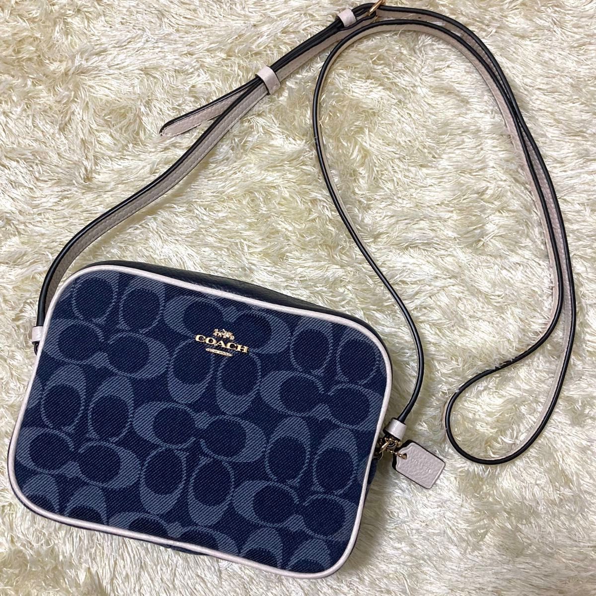 極美品】COACH コーチ カメラバッグ レザー キャンバス デニム