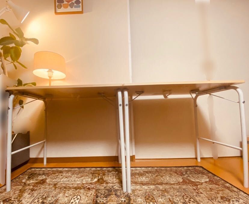 送料込 2つセット 美品 無印良品 スチールパイプテーブル 折りたたみ