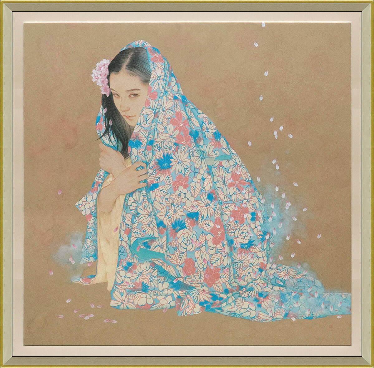 Yahoo!オークション - 真作保証 坂根輝美40号桜の少女 三越個展出品作