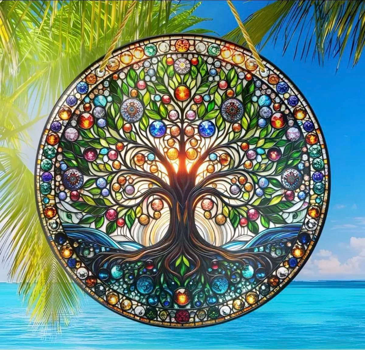 限定価格 生命の樹 生命の木 ステンドグラス風 サンキャッチャー 壁