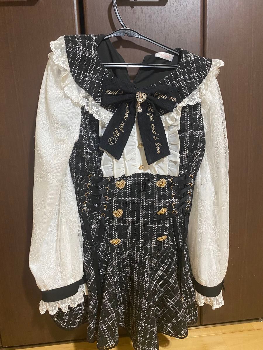 LIZLISA メッセージリボンツイードセットアップ ブラック｜Yahoo